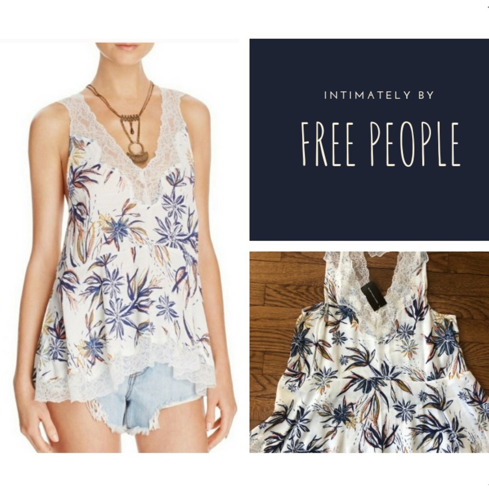 NWT Free People Intimately Floral & Lace Tank Sz S